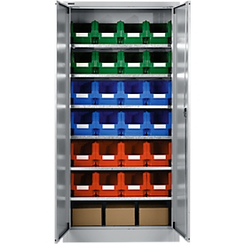 Materialschrank MSI 2409, mit 24 Kästen, weißaluminium  