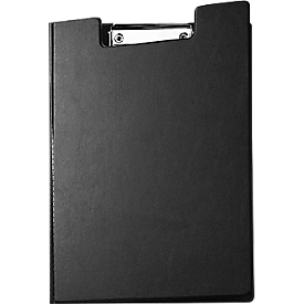 MAUL clip folder, DIN A4, with metal clip, pen holder, 319 x 229 x 13 mm, cardboard with foil cover, black