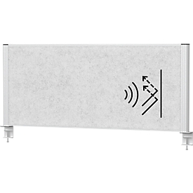 MAUL cloison de bureau MAULconnecto, voile acoustique 4000 g/m², profilé aluminium, L 1200 x H 500 mm, acoustique gris clair, argenté