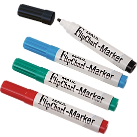 MAUL flipchartmarker Jumbo, diverse kleuren, set van 4, wigvormige punt