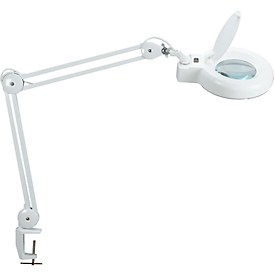 MAUL LED magnifying lamp Viso, clamp foot, white