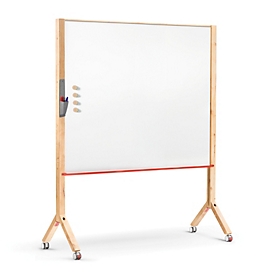 Maul Moderationstafel MAULwood, mobil, Querformat, 2-seitig nutzbar, inkl. Zubehör, Tafel B 1500 x H 1200 mm, Emaille/Holz