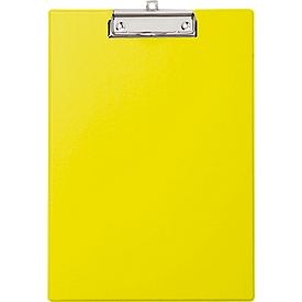 MAUL Planchette à pince avec film de protection, DIN A4, avec oeillet de suspension, 319 x 229 x 13 mm, jaune