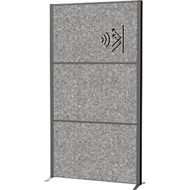 MAUL Système de cloisons MAULconnecto Uplight, 3 x voile acoustique foncé, lampe LED de 2500 lm &amp; 4000 k, fixation velcro, pied, H 1800 x L 1000 mm, anthracite
