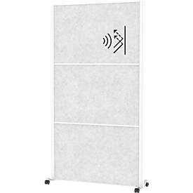 MAUL Système de cloisons MAULconnecto UpLight, 3x voile acoustique clair, éclairage LED, fixation velcro, sur roulettes, H 1800 x L 1000 mm, blanc