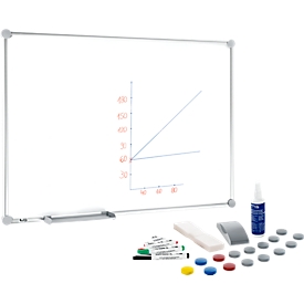 MAUL whiteboard 2000 + 31 delige accessoireset, aluminium zilver