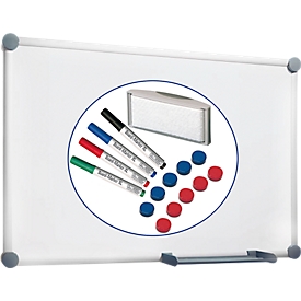 MAUL whiteboard 2000, wit gecoat, magnetisch, B 900 x H 600 mm + 15-delige accessoireset