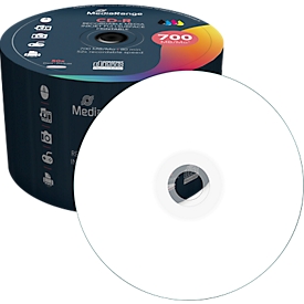 MediaRange CD-R MR208, capacité 700 MB/80 minutes d'autonomie, vitesse d'écriture 52x, imprimable sur toute la surface, broche de 50 dans ECO Pack50 respectueux de l'environnement