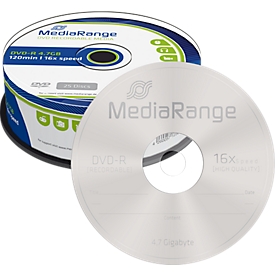 MediaRange DVD-R, 4,7 GB, 16-fache Schreibgeschwindigkeit, 25er Spindel