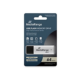 MEDIARANGE MR1901 - 64 Go - USB Type-A - 3.2 Gen 1 (3.1 Gen 1) - 200 Mo/s - Casquette - Noir - Argent