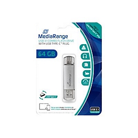 MEDIARANGE MR937 - 64 Go - USB Type-A / USB Type-C - 3.2 Gen 1 (3.1 Gen 1) - 70 Mo/s - Casquette - Argent
