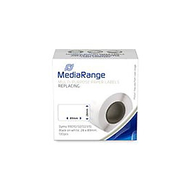 MEDIARANGE Papier - permanenter Klebstoff - Schwarz auf Weiß - 28 x 89 mm 130 Etikett(en) (1 Rolle(n)