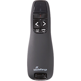 MediaRange Präsentationsfernbedienung MROS220, mit 5 Tasten und rotem Laserpointer, bis zu 15 m, schwarz