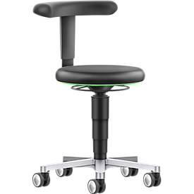 Medical / Laboratory seat mobile Bimos, height adjustable, double castors, imitation leather, green