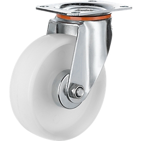 Meerprijs 2 zwenk- en 2 bokwielen, ø 125 mm, polypropeen