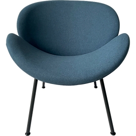 meet by Paperflow armchair SMILE, polyurethane foam, up to 120 kg, steel & polyester, black & blue