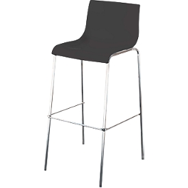 meet by Paperflow bar stool HARPER, backrest, stackable, W 390 x D 320 x H 760 mm, polypropylene and chrome-plated steel, black, 2 pieces