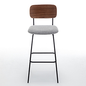 meet by Paperflow Barhocker LISA, mit Rückenlehne, bis 100 kg, Stoffbezug, anthrazitgrau/nussbraun/schwarz, 2 Stück