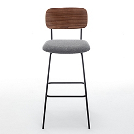 meet by Paperflow Barhocker LISA, mit Rückenlehne, bis 100 kg, Stoffbezug, grau/nussbraun/schwarz, 2 Stück