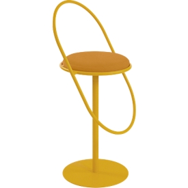 meet by Paperflow Barhocker  Saturne, mit Rückenlehne, Sitzhöhe 765 mm, gepolstert, zu 100 % recycelbar, Kunstlederbezug safran, Gestell safran