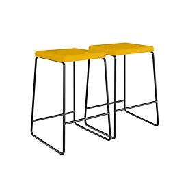 meet_by_Paperflow barkruk MEDSO, afneembare stoffen bekleding, zithoogte 750 mm, tot 110 kg, polyester/staal, geel mat zwart, 2 stuks