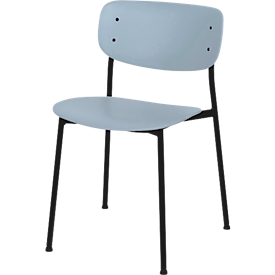 meet by Paperflow bistro chair SOHO, stackable, black frame, blue plastic seat, set of 2