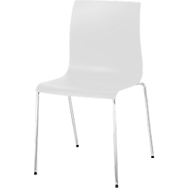 meet by Paperflow Chaise de bistrot ARKO, empilable, piétement chromé, assise plastique blanc, lot de 2