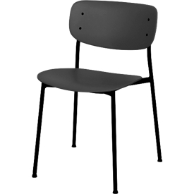 meet by Paperflow Chaise de bistrot SOHO, empilable, piétement noir, assise en plastique noir, lot de 2
