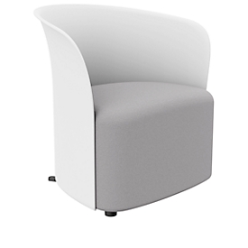 meet by Paperflow Clubsessel  CROWN, Schaumpolsterung, mit Füßen, Sitzhöhe 380 mm, B 730 x T 635 x H 690 mm, Polypropylen & Hartfaserplatte, Polsterbezug weiß