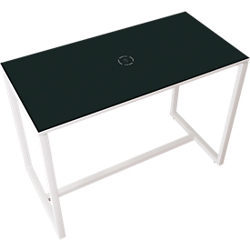 meet by Paperflow Easy Desk high table, made of metal, with floor leveling screws, h 1100 mm, disinfectant-resistant, anthracite/white