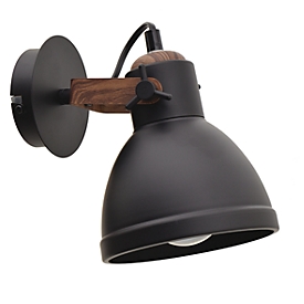 meet by Paperflow Elix wandlamp zwart/acacia, metaal, 130×190×170 mm, E14, netvoeding