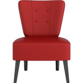 meet by Paperflow Fauteuil BRIGHTON, piètement à 4 pieds, assise et dossier rembourrés, revêtement en similicuir, L 650 x P 490 x H 410 mm, rouge/noir