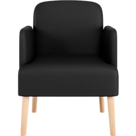 meet by Paperflow Fauteuil BROOKS, piètement à 4 pieds, assise et dossier rembourrés, L 620 x P 520 x H 440 mm, noir/hêtre