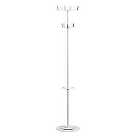 meet by Paperflow Garderobenständer , 12 Haken, mit Schirmhalter & Tropfmulde, B 350 x T 350 x H 1750 mm, Stahl, weiss-weiss