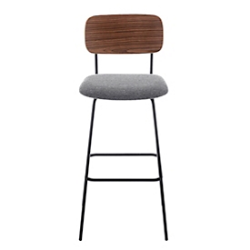 meet by Paperflow LISA barkruk, met rugleuning, tot 100 kg, stoffen bekleding, antracietgrijs/notenbruin/zwart, 2 stuks