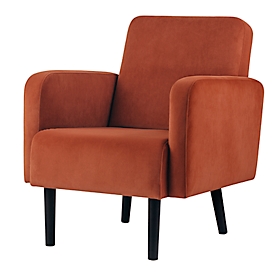 Meet by Paperflow LISBOA fauteuil, bekleding van roestkleurig fluweel, onderstel zwart, B 710 x D 815 x H 830 mm