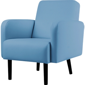 Meet® by Paperflow LISBOA fauteuil, blauwe desinfectiebestendige kunstlederen bekleding, zwart onderstel, B 710 x D 815 x H 830 mm