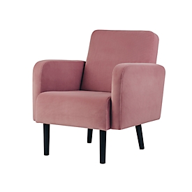 Meet by Paperflow LISBOA fauteuil, roze fluwelen bekleding, zwart onderstel, B 710 x D 815 x H 830 mm