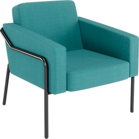 Meet® by Paperflow MEDSO Classic L fauteuil, gestoffeerd, verwisselbare zitting, B 750 x D 743 x H 736 mm, stof en staal, blauw/matzwart
