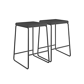 meet_by_Paperflow Outdoor Tabouret de bar MEDSO, revêtement en tissu hydrofuge/amovible, hauteur d'assise 750 mm, jusqu'à 110 kg, PP/acier, anthracite-noir mat, 2 pièces