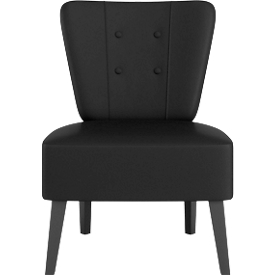 meet by Paperflow Sessel BRIGHTON, 4-Fußgestell, Sitz- und Rückenpolsterung, B 650 x T 490 x H 410 mm, schwarz/schwarz