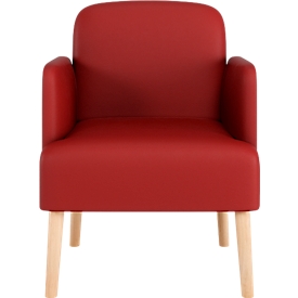 meet by Paperflow Sessel BROOKS, 4-Fußgestell, Sitz- und Rückenpolsterung, B 620 x T 520 x H 440 mm, rot/buche