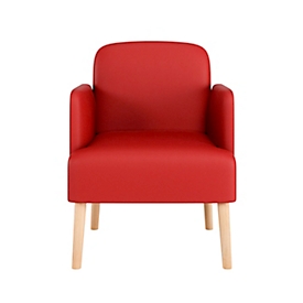 meet by Paperflow Sessel BROOKS, 4-Fussgestell, Sitz- und Rückenpolsterung, B 620 x T 520 x H 440 mm, rot/buche