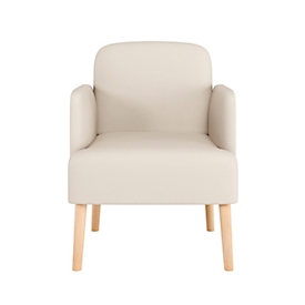 meet by Paperflow Sessel BROOKS, 4-Fußgestell, Sitz- und Rückenpolsterung, Kunstlederbezug, B 620 x T 520 x H 440 mm, elfenbein/buche