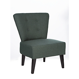 meet by Paperflow Sillón Lounge BRIGHTON tapizado en tela, acolchado vintage, patas de madera maciza haya lacada en negro, antracita