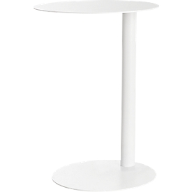 meet by Paperflow Table d'appoint, en acier, ronde, pied colonne, Ø 400 x H 570 mm, blanc