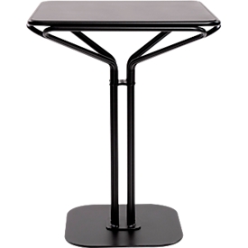 Meet by Paperflow Table de bistrot, structure en acier avec plateau métallique, avec pied, L 600 x P 600 x H 750 mm, noir