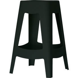 meet by Paperflow Tabouret de bar BELLINI, hauteur d'assise 68,5 mm, piètement 4 pieds, polypropylène, noir, 2 pièces
