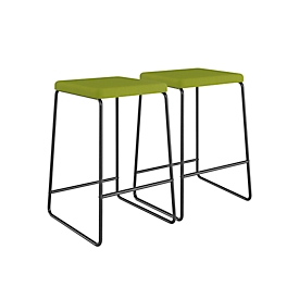 meet_by_Paperflow Tabouret de bar MEDSO, revêtement tissu amovible, hauteur d'assise 750 mm, jusqu'à 110 kg, polyester/acier, vert/noir mat, 2 pièces