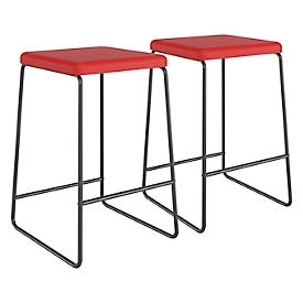 meet_by_Paperflow Tabouret de bar Medso, simili-cuir/métal, hauteur d'assise 75 cm, rouge/noir mat, lot de 2